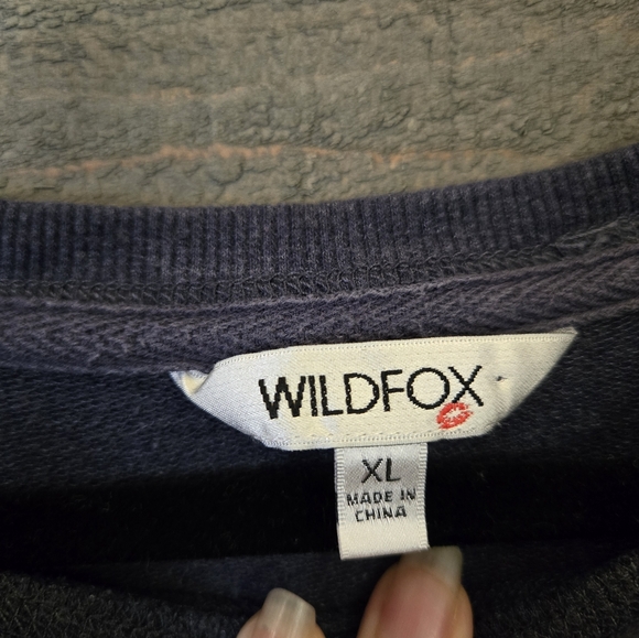 Wildfox Statement Social Embroidered Sweatshirt XL Fleece-lined - Picture 6 of 9